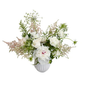 Peony Mix Flowers in Small Ceramic-Texture Vase